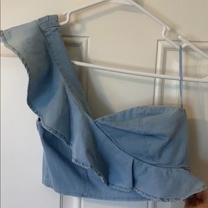 Off the shoulder denim crop top